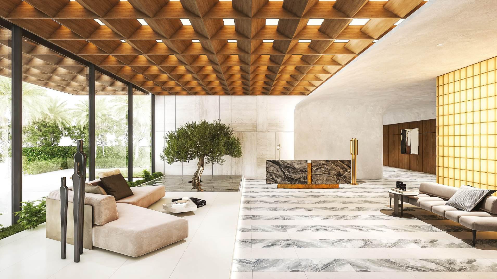 Vista del Mar luxury living‐room interior with panoramic balcony